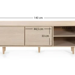 Meuble TV Denia 2 Portes Et 2 Niches Couleur Chêne, 140cm (Largeur) 9 Meuble TV Denia 2 Portes Et 2 Niches Couleur Chêne, 140cm (Largeur) -Pas Cher Mobiliora Magasin meuble tv 10008185