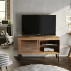 Meuble TV 50 Pouces 1 Porte Coulissante 3 Niches 10 Meuble TV 50 Pouces 1 Porte Coulissante 3 Niches -Pas Cher Mobiliora Magasin meuble tv 10008513