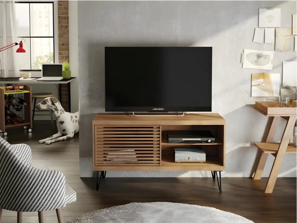 Meuble TV 50 Pouces 1 Porte Coulissante 3 Niches 6 Meuble TV 50 Pouces 1 Porte Coulissante 3 Niches â Image 4