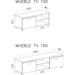 Meuble TV LED, Salon-Sejour, Blanc Et Noir Laque, 100x40x42cm 8 Meuble TV LED, Salon-Sejour, Blanc Et Noir Laque, 100x40x42cm -Pas Cher Mobiliora Magasin meuble tv 10008773