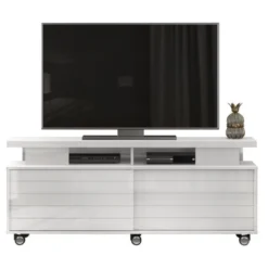 Meuble TV 150 Cm 60 Pouces Blanc Brillant