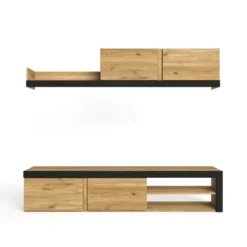 Salon IDEM "Naturale" - Ensemble De Meubles - Meuble Bas TV - Chêne/Noir - 200x180x40cm 8 Salon IDEM "Naturale" - Ensemble De Meubles - Meuble Bas TV - Chêne/Noir - 200x180x40cm -Pas Cher Mobiliora Magasin meuble tv 10478689