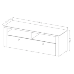 Meuble TV 140cm Collection SANTIAGO. Couleur Noyer Et Noir Effet Bois. 1 Porte -Pas Cher Mobiliora Magasin meuble tv 10532153