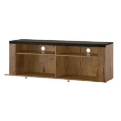Meuble TV 140cm Collection SANTIAGO. Couleur Noyer Et Noir Effet Bois. 1 Porte -Pas Cher Mobiliora Magasin meuble tv 10532155
