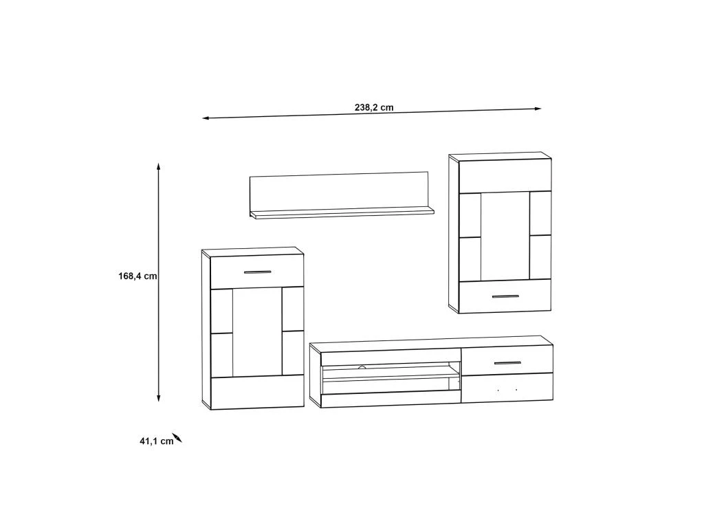 Ensemble Meuble TV Paroi Murale Décor Bois Clair Et Noir - SONNY 5 Ensemble Meuble TV Paroi Murale Décor Bois Clair Et Noir - SONNY – Image 3