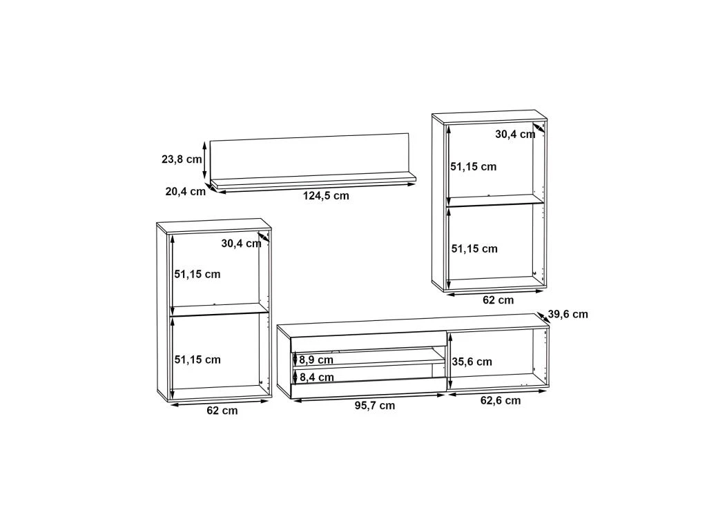 Ensemble Meuble TV Paroi Murale Décor Bois Clair Et Noir - SONNY 6 Ensemble Meuble TV Paroi Murale Décor Bois Clair Et Noir - SONNY – Image 4