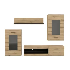 Ensemble Meuble TV Paroi Murale Décor Bois Clair Et Noir - SONNY 11 Ensemble Meuble TV Paroi Murale Décor Bois Clair Et Noir - SONNY -Pas Cher Mobiliora Magasin meuble tv 10567895