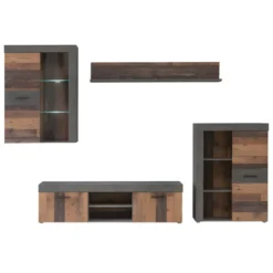 Ensemble Meuble TV Paroi Murale Finition Bois Et Béton Foncé - JULIAN 9 Ensemble Meuble TV Paroi Murale Finition Bois Et Béton Foncé - JULIAN -Pas Cher Mobiliora Magasin meuble tv 10567941