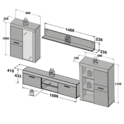 Ensemble Meuble TV Paroi Murale Finition Bois Et Béton Foncé - JULIAN 10 Ensemble Meuble TV Paroi Murale Finition Bois Et Béton Foncé - JULIAN -Pas Cher Mobiliora Magasin meuble tv 10567943