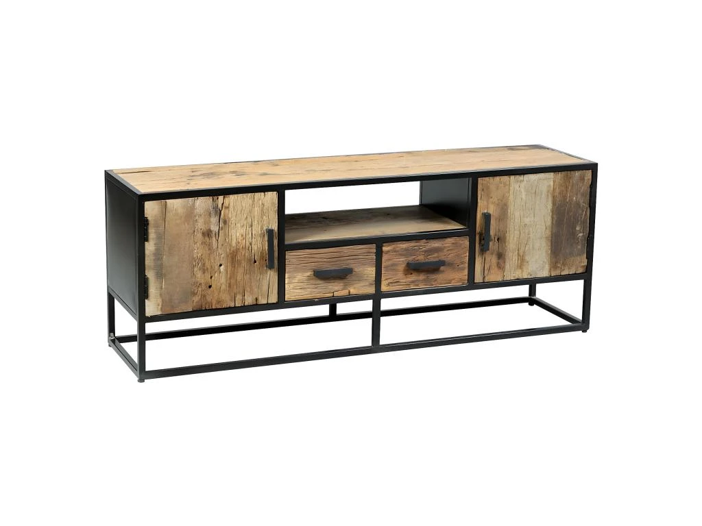 TANETOA - Meuble TV 2 Portes 2 Tiroirs En Teck Recyclé 3 TANETOA - Meuble TV 2 Portes 2 Tiroirs En Teck Recyclé