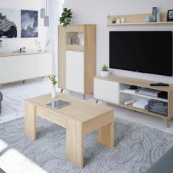 Meuble TV Kiko 1 Porte Avec Étagère, Couleur Chêne Et Blanc, 135 Cm (Largeur) 11 Meuble TV Kiko 1 Porte Avec Étagère, Couleur Chêne Et Blanc, 135 Cm (Largeur) -Pas Cher Mobiliora Magasin meuble tv 10762147