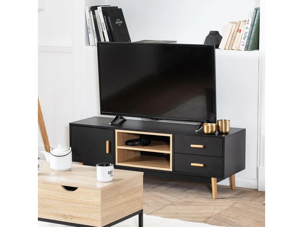 Meuble TV ROSS Noir - HAPPY GARDEN 3 Meuble TV ROSS Noir - HAPPY GARDEN