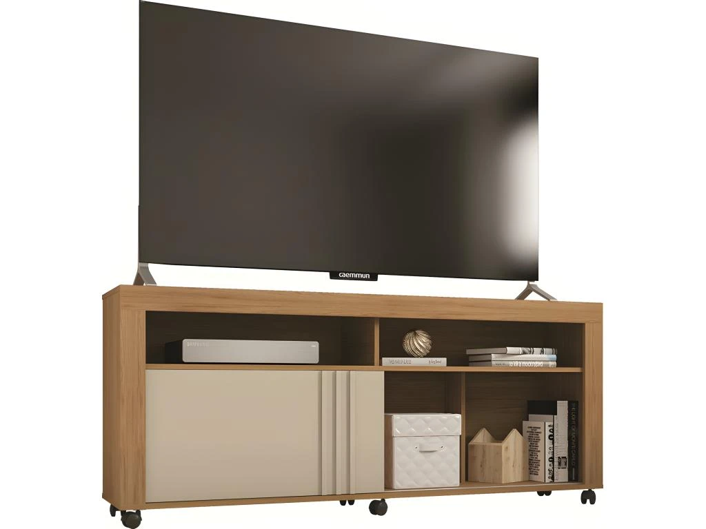 Meuble TV 65 Pouces Maxi Chêne Et Blanc 3 Meuble TV 65 Pouces Maxi Chêne Et Blanc