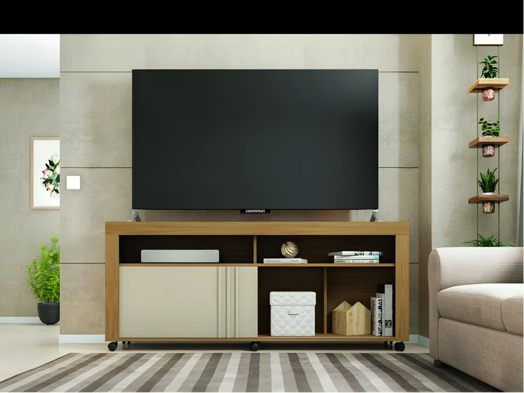 Meuble TV 65 Pouces Maxi Chêne Et Blanc 4 Meuble TV 65 Pouces Maxi Chêne Et Blanc – Image 2