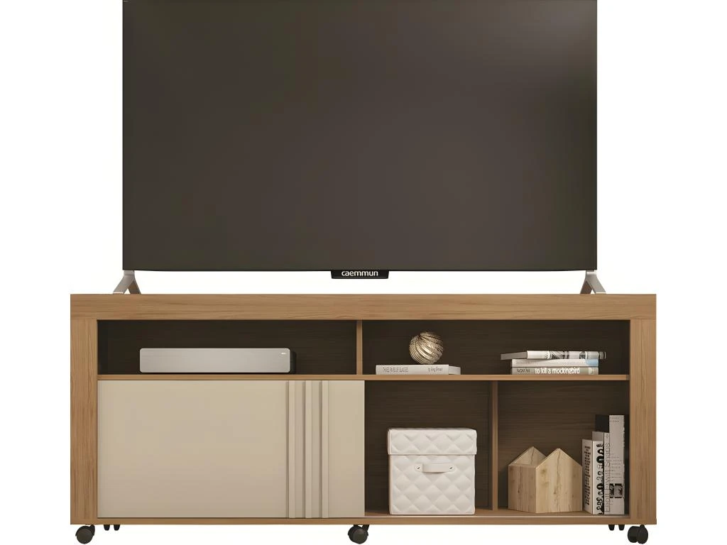 Meuble TV 65 Pouces Maxi Chêne Et Blanc 5 Meuble TV 65 Pouces Maxi Chêne Et Blanc – Image 3