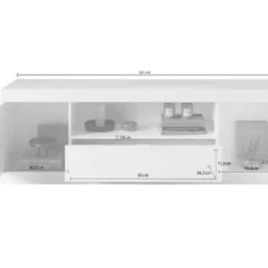 Meuble TV Avec 2 Portes, 1 Tiroir Et 1 Niche - Naturel Et Blanc Laqué - EVOLIA 11 Meuble TV Avec 2 Portes, 1 Tiroir Et 1 Niche - Naturel Et Blanc Laqué - EVOLIA -Pas Cher Mobiliora Magasin meuble tv 10790887