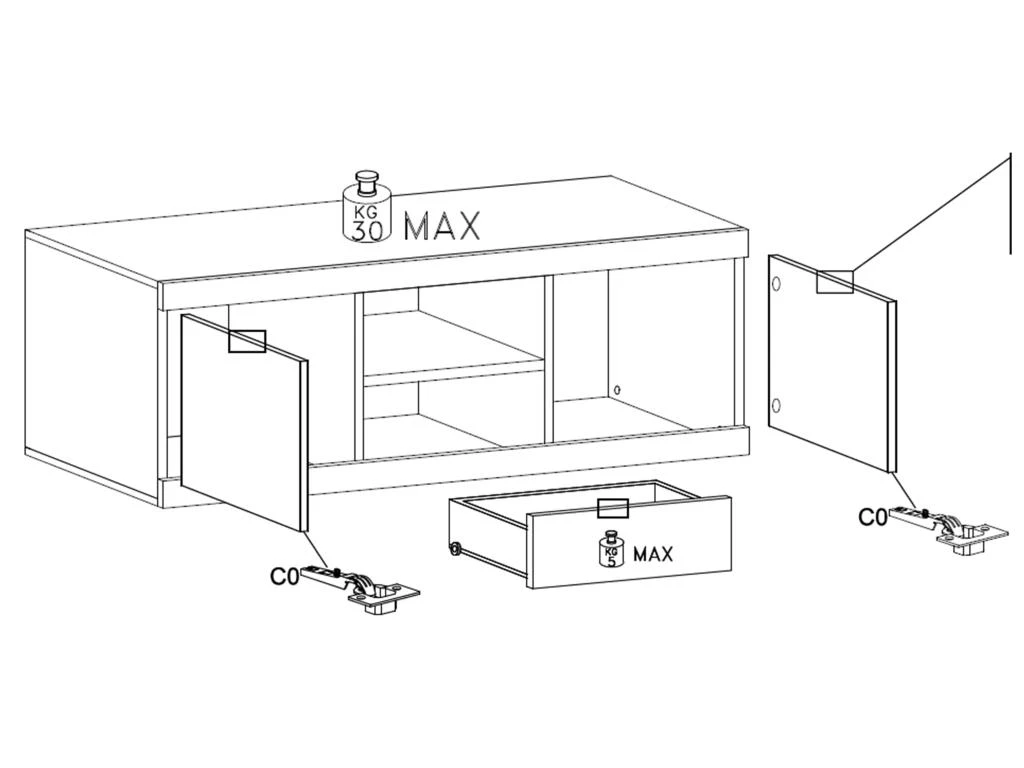 Meuble TV Avec 2 Portes, 1 Tiroir Et 1 Niche - Naturel Et Blanc Laqué - EVOLIA 6 Meuble TV Avec 2 Portes, 1 Tiroir Et 1 Niche - Naturel Et Blanc Laqué - EVOLIA – Image 4