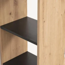 Meuble TV Avec 1 Porte 2 étagères Et 2 Niches - Naturel Et Noir - SEVRELA -Pas Cher Mobiliora Magasin meuble tv 10868067