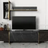 Ensemble TV Avec Rangements - Effet Marbre Noir, Naturel Foncé Et Doré - CADEBA II 2 Ensemble TV Avec Rangements - Effet Marbre Noir, Naturel Foncé Et Doré - CADEBA II -Pas Cher Mobiliora Magasin meuble tv 10873495