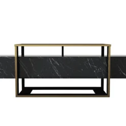 Meuble TV Avec 2 Niches - Effet Marbre Noir Et Doré - COMEBI II 10 Meuble TV Avec 2 Niches - Effet Marbre Noir Et Doré - COMEBI II -Pas Cher Mobiliora Magasin meuble tv 10873519