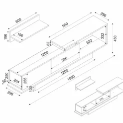 Ensemble TV Avec Rangements - Naturel Et Blanc - RANEBI II -Pas Cher Mobiliora Magasin meuble tv 10873533