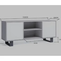 Meuble TV 140 2 Portes, Salon, Modèle WIND, Couleur Chêne-Blanc, 137x40x57cm. 8 Meuble TV 140 2 Portes, Salon, Modèle WIND, Couleur Chêne-Blanc, 137x40x57cm. -Pas Cher Mobiliora Magasin meuble tv 11113203