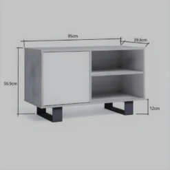 Meuble TV100 Avec Porte Gauche, Salon/salle à Manger, Modèle WIND, Chêne-Blanc, 95x40x57cm -Pas Cher Mobiliora Magasin meuble tv 11113263