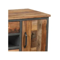 Meuble TV 4 Tiroirs 1 Porte Bois Massif Patchwork - ANZIA -Pas Cher Mobiliora Magasin meuble tv 11125827