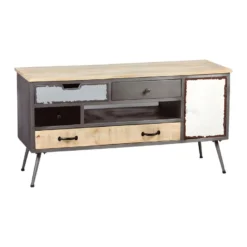 Meuble TV 1 Porte 4 Tiroirs Bois/Métal - SUPPLY