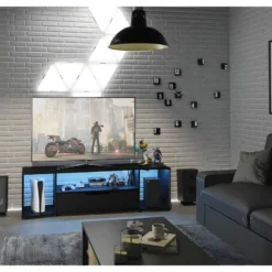 Meuble TV Gamer 1 Tiroir 3 Niches Noir - LAIRA -Pas Cher Mobiliora Magasin meuble tv 11126089