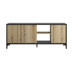 Meuble TV 3 Portes Chêne/Noir - NECTAIRE -Pas Cher Mobiliora Magasin meuble tv 11126231