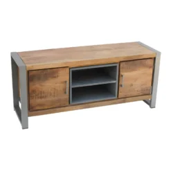 Meuble TV 2 Portes 2 Niches Bois/Metal - JINK 10 Meuble TV 2 Portes 2 Niches Bois/Metal - JINK -Pas Cher Mobiliora Magasin meuble tv 11126389