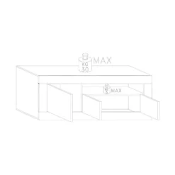 Meuble TV 3 Portes Blanc/Béton Ciré Clair - LUBIO -Pas Cher Mobiliora Magasin meuble tv 11126451