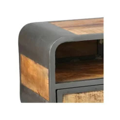 Meuble TV 3 Tiroirs Acier/Bois Massif - CHALERSTON -Pas Cher Mobiliora Magasin meuble tv 11126595