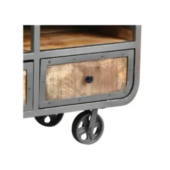 Meuble TV 3 Tiroirs Acier/Bois Massif - CHALERSTON -Pas Cher Mobiliora Magasin meuble tv 11126597