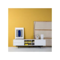 Meuble TV Blanc 2 Tiroirs 1 Porte - TRIBECA 11 Meuble TV Blanc 2 Tiroirs 1 Porte - TRIBECA -Pas Cher Mobiliora Magasin meuble tv 11126857