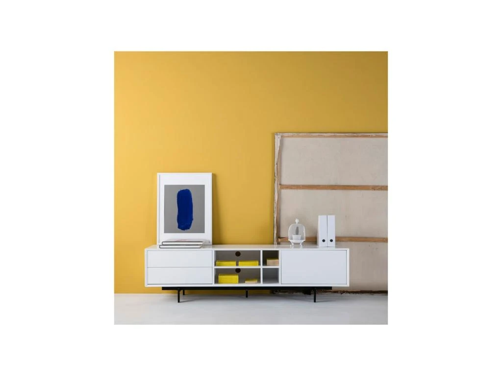 Meuble TV Blanc 2 Tiroirs 1 Porte - TRIBECA 7 Meuble TV Blanc 2 Tiroirs 1 Porte - TRIBECA – Image 5