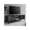 Meuble TV 2 Portes 2 Niches Marbre Noir Brillant - CALABRE -Pas Cher Mobiliora Magasin meuble tv 11127111