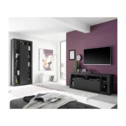 Meuble TV 1 Abattant Noir Cendré - RAVENNE 9 Meuble TV 1 Abattant Noir Cendré - RAVENNE -Pas Cher Mobiliora Magasin meuble tv 11127445