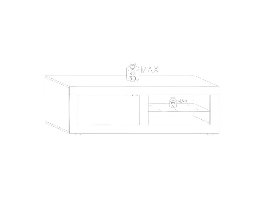 Meuble TV 1 Porte 2 Niches Blanc Laqué Brillant à LEDs Blancs - MATERA 5 Meuble TV 1 Porte 2 Niches Blanc Laqué Brillant à LEDs Blancs - MATERA – Image 3