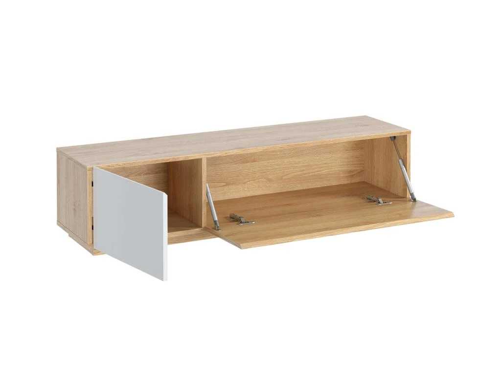 Meuble TV Avec 2 Portes - Naturel Clair Et Blanc - SILVESTRA 4 Meuble TV Avec 2 Portes - Naturel Clair Et Blanc - SILVESTRA – Image 2