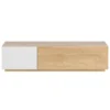 Meuble TV Avec 2 Portes - Naturel Clair Et Blanc - SILVESTRA -Pas Cher Mobiliora Magasin meuble tv 11209703