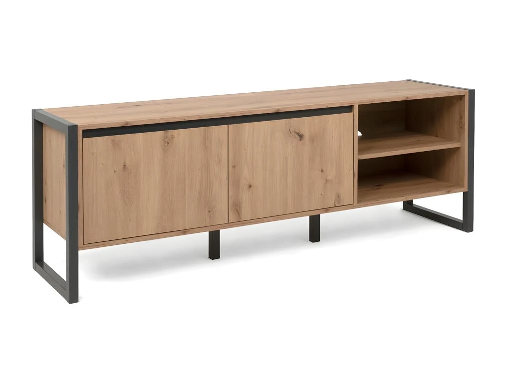 Meuble TV 2 Portes Et 2 Niches L160 Cm - Denver 5 Meuble TV 2 Portes Et 2 Niches L160 Cm - Denver – Image 3