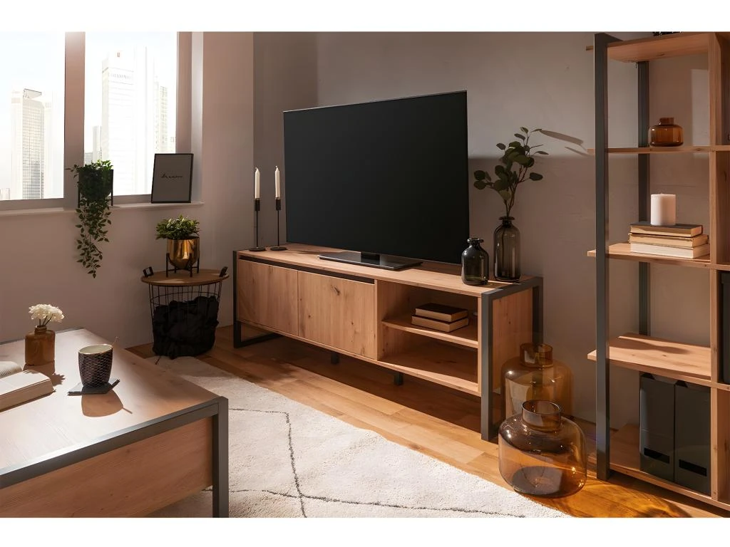 Meuble TV 2 Portes Et 2 Niches L160 Cm - Denver 6 Meuble TV 2 Portes Et 2 Niches L160 Cm - Denver – Image 4