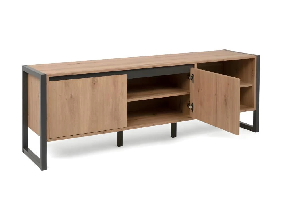 Meuble TV 2 Portes Et 2 Niches L160 Cm - Denver 7 Meuble TV 2 Portes Et 2 Niches L160 Cm - Denver – Image 5