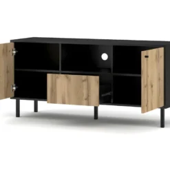 Meuble TV Industriel 2 Portes Et 1 Tiroir - L140 Cm - Bospe -Pas Cher Mobiliora Magasin meuble tv 11454463