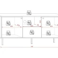 Meuble TV Industriel 2 Portes Et 1 Tiroir - L140 Cm - Bospe -Pas Cher Mobiliora Magasin meuble tv 11454465