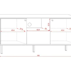 Meuble TV Industriel 2 Portes Et 1 Tiroir - L140 Cm - Bospe -Pas Cher Mobiliora Magasin meuble tv 11454467