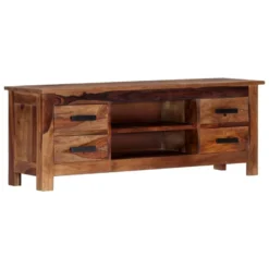Meuble Télé Buffet Tv Télévision Design Pratique 110 Cm Bois De Sesham Solide 2502278