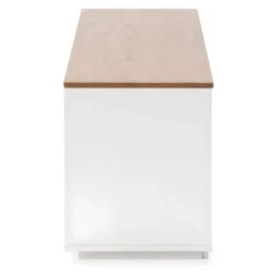 Meuble Tv Bob 3 Tiroirs 2 Niches Blanc/chêne, Bois Massif -Pas Cher Mobiliora Magasin meuble tv 12219871